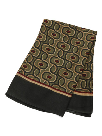 VERDE MILITARE | Maxi sciarpa COLLECTION PRINTS in lana