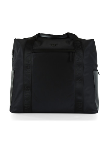 NERO | Borsone in nylon riciclato con placca logo