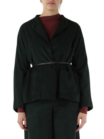 VERDE SCURO | Giacca in velluto con cintura