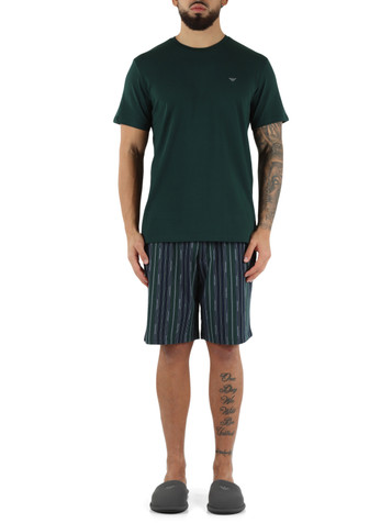 VERDE | Pigiama in cotone composto da t-shirt e pantaloncini