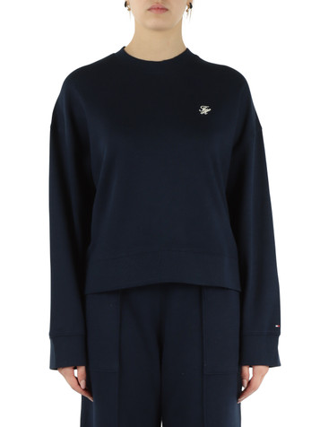 BLU SCURO | Felpa girocollo in cotone e modal