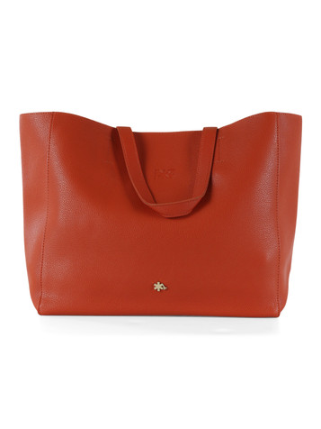 ARANCIONE | Borsa shopping effetto martellato con logo impresso