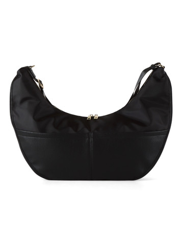 NERO | Borsa mezzaluna a tracolla in tessuto ed ecopelle