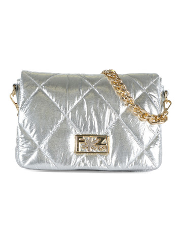 ARGENTO | Borsa a tracolla trapuntata con placca logo