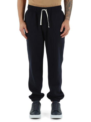 BLU SCURO | Pantaloni sportivi felpati con ricamo logo frontale