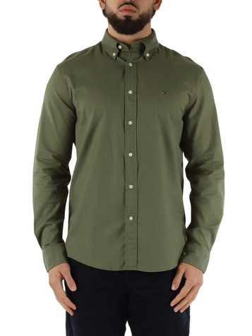 VERDE MILITARE | Camicia TH Flex regular fit in flanella di cotone