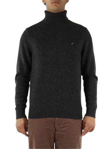 GRIGIO SCURO | Maglia collo alto in misto lana melange