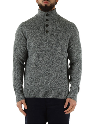 GRIGIO | Maglia in misto lana melange con bottoni al collo