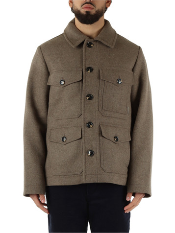 TORTORA | Giacca in misto lana con patch logo posteriore