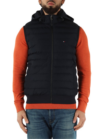 BLU SCURO | Smanicato bimateriale con ricamo logo frontale