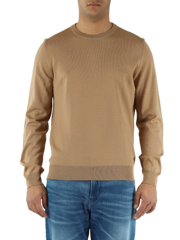 CAMMELLO | Maglia girocollo in cotone con ricamo logo