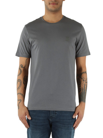 GRIGIO | T-shirt in cotone con patch logo frontale