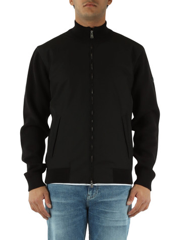 NERO | Cardigan con zip in cotone e tessuto tecnico