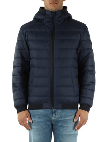 BLU SCURO | Giubbotto imbottito trapuntato con cappuccio