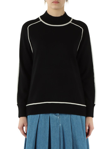 NERO | Maglia in lana con dettagli a contrasto