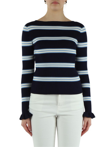 BLU SCURO | Maglia a costine in misto viscosa