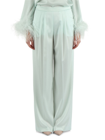 VERDE ACQUA | Pantalone gamba larga in satin