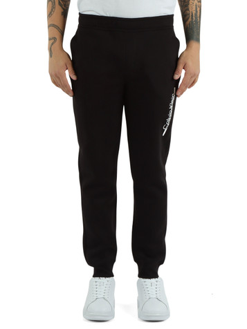 NERO | Pantalone sportivo in cotone felpato scritta logo frontale