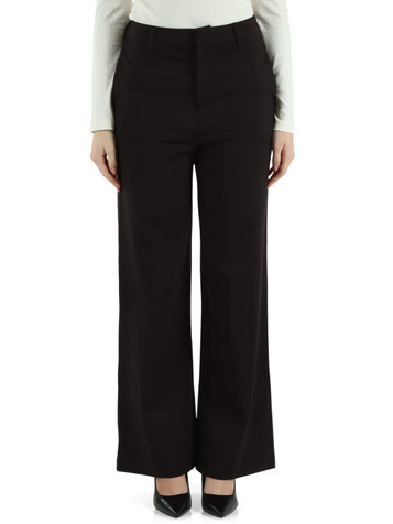 NERO | Pantalone gamba larga in misto viscosa