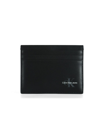 NERO | Porta carte di credito in pelle con logo impresso