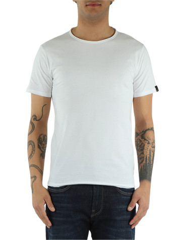 BIANCO | T-shirt in cotone con profili a taglio vivo