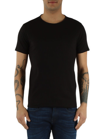 NERO | T-shirt in cotone con profili a taglio vivo