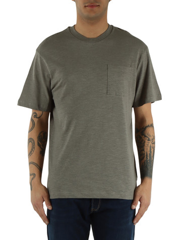 SALVIA | T-shirt in cotone e lino con taschino frontale