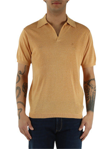 OCRA | Maglia collo a polo in misto lino e lyocell