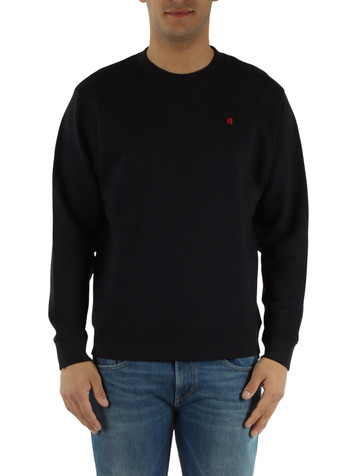 NERO | Felpa in cotone garzato con ricamo logo frontale