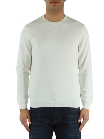 BIANCO | Maglia girocollo in cotone con patch logo