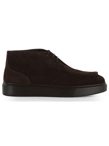 MARRONE | Stivaletto stringato in suede