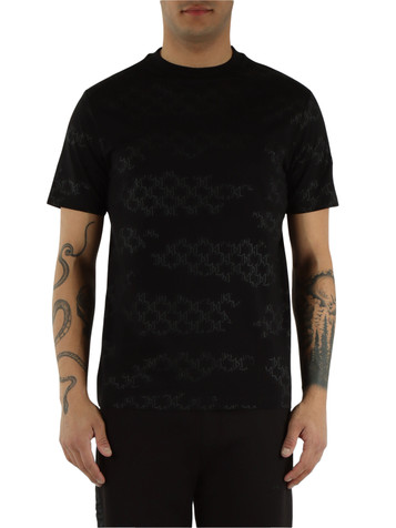 NERO | T-shirt in cotone con stampa logo all over