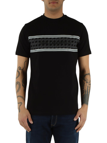 NERO | T-shirt in cotone stretch con scritta logo frontale