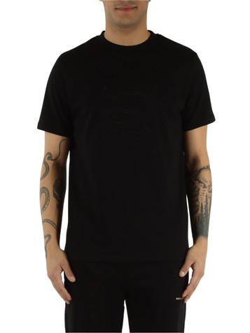 NERO | T-shirt in cotone con ricamo logo frontale