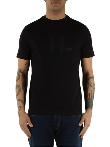 NERO | T-shirt in cotone con stampa logo frontale