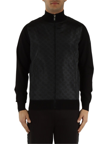 NERO | Cardigan in misto viscosa con pannelli a contrasto