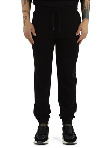 NERO | Pantaloni sportivi in cotone garzato con patch logo