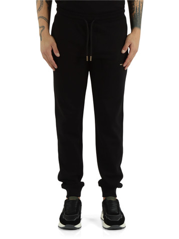 NERO | Pantalone sportivo in cotone garzato con stampa logo