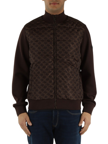 MARRONE | Blouson in doppio tessuto con pannello frontale trapuntato