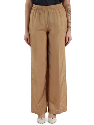 MARRONE CHIARO | Pantalone gamba larga in viscosa