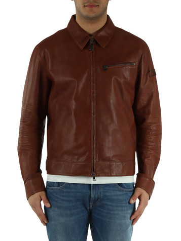 MARRONE | Giacca in pelle effetto vintage GILMA