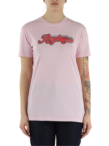 ROSA | T-shirt in cotone con scritta logo