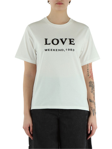 BIANCO/NERO | T-shirt in cotone AGILE con paillettes