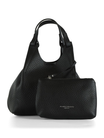 NERO | Borsa a mano in pelle martellata DUA Small