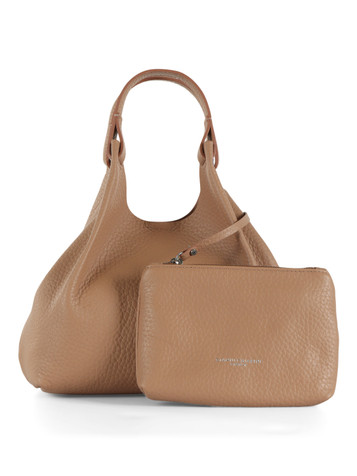MARRONE CHIARO | Borsa a mano in pelle martellata DUA Small
