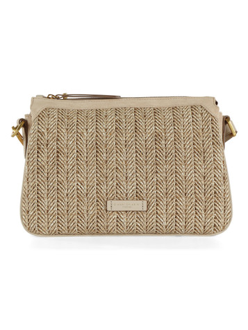 BEIGE | Borsa a spalla in in paglia e suede BROOKE