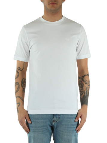 BIANCO | T-shirt in cotone con scritta logo a rilievo