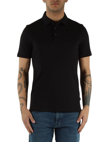 NERO | Polo Slim fit in cotone con scritta logo