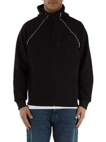 NERO | Felpa con cappuccio in misto cotone piquet