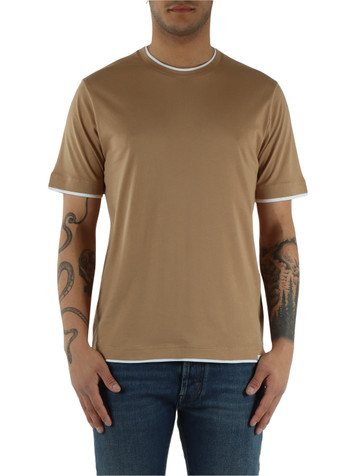 BEIGE | T-shirt in cotone Supima con inserti a contrasto